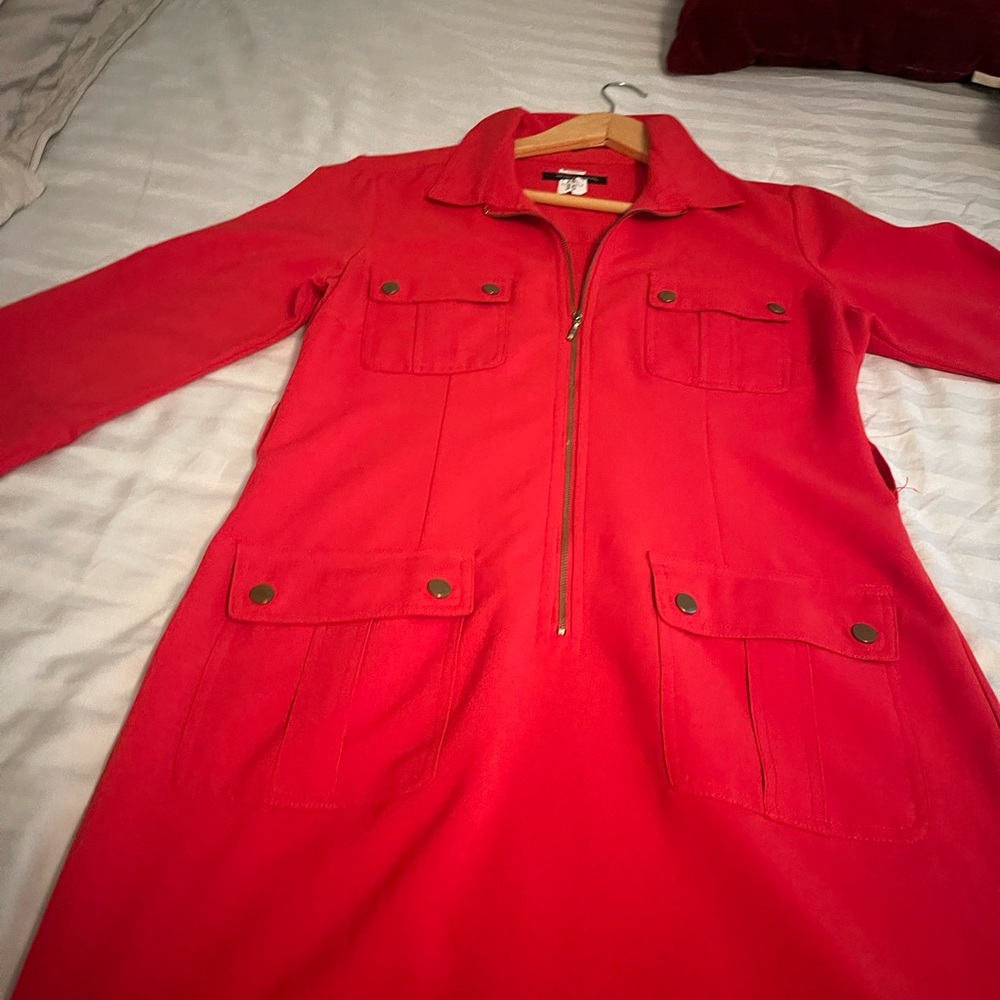 Orange zippered dress in size 10